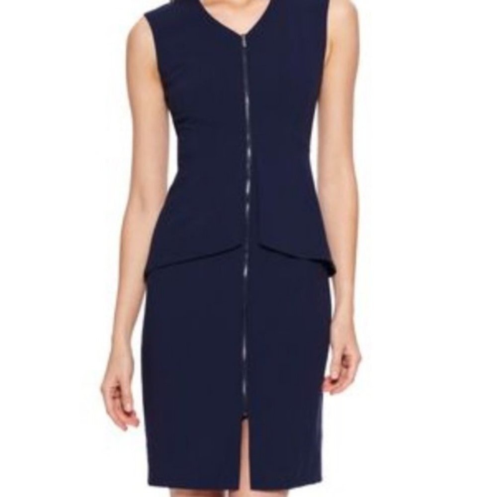 BCBG Maxazria navy blue Ellen pleplum Dress Size 2
